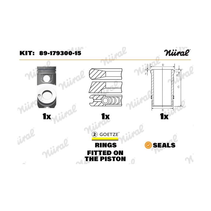 Remonto komplektas, stūmoklis / cilindro įvorė NÜRAL 89-179300-15