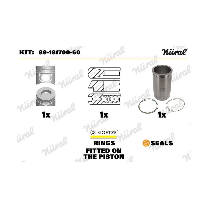 Remonto komplektas, stūmoklis / cilindro įvorė NÜRAL 89-181700-60
