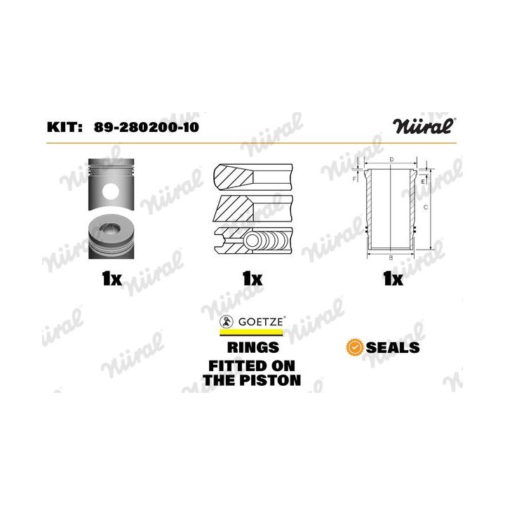 Remonto komplektas, stūmoklis / cilindro įvorė NÜRAL 89-280200-10