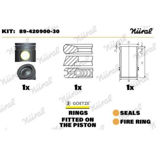 Remonto komplektas, stūmoklis / cilindro įvorė NÜRAL 89-420900-30