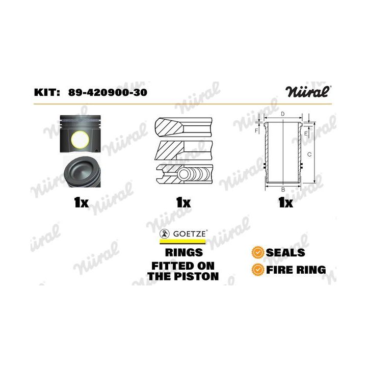 Remonto komplektas, stūmoklis / cilindro įvorė NÜRAL 89-420900-30