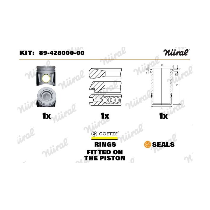 Remonto komplektas, stūmoklis / cilindro įvorė NÜRAL 89-428000-00