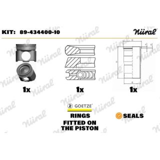 Remonto komplektas, stūmoklis / cilindro įvorė NÜRAL 89-434400-10