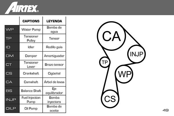 Vandens siurblio ir paskirstymo diržo komplektas AIRTEX WPK-165701