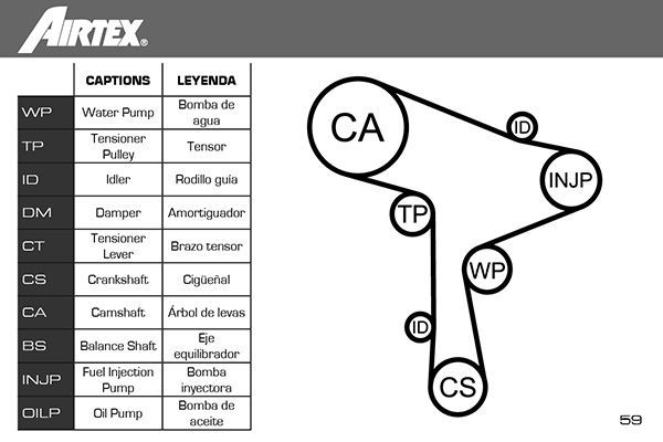 Vandens siurblio ir paskirstymo diržo komplektas AIRTEX WPK-213101