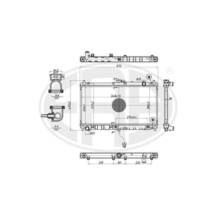 Radiatorius, variklio aušinimas ERA 673320