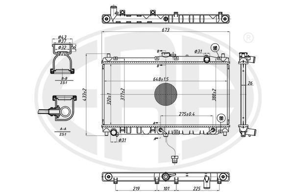 Radiatorius, variklio aušinimas ERA 673320