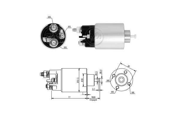 Solenoidinis jungiklis, starteris ERA ZM6993
