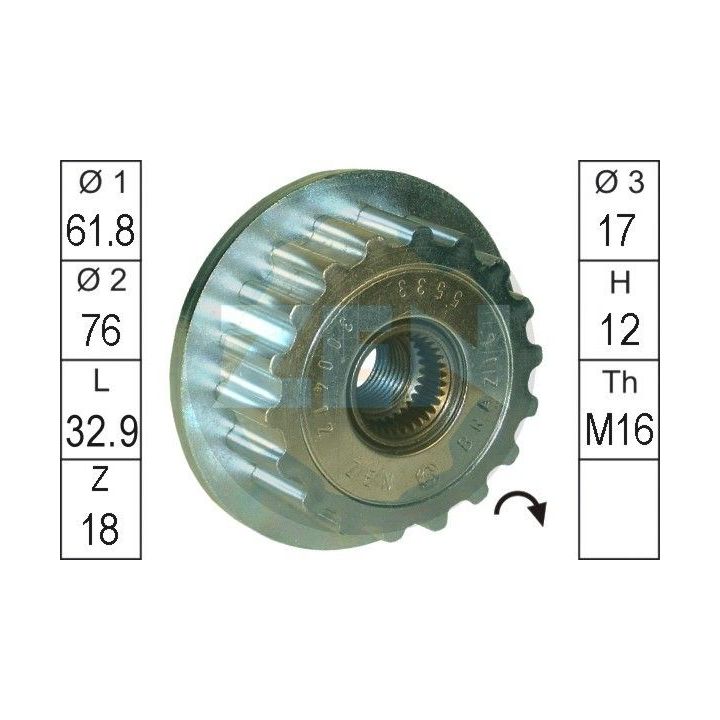 Laisvos eigos sankaba, kint. sr. generatorius ERA ZN5533