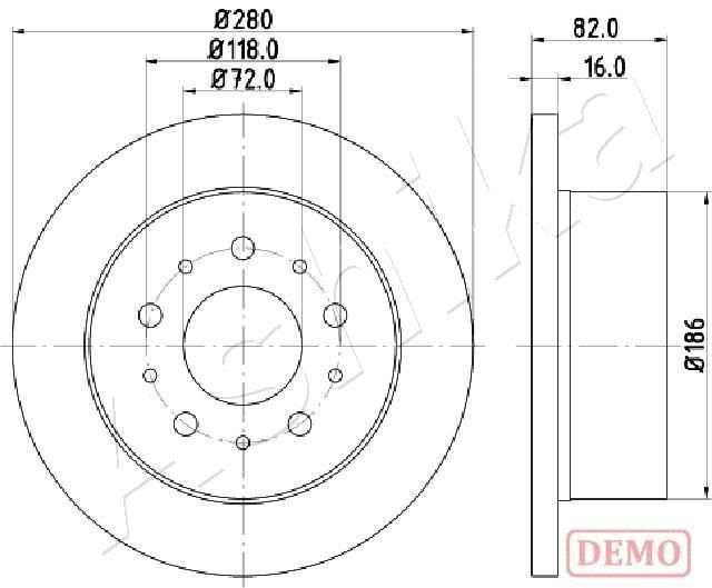 Stabdžių diskas ASHIKA 61-00-0216C