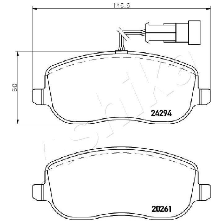 Stabdžių trinkelių rinkinys, diskinis stabdys ASHIKA 50-00-0220