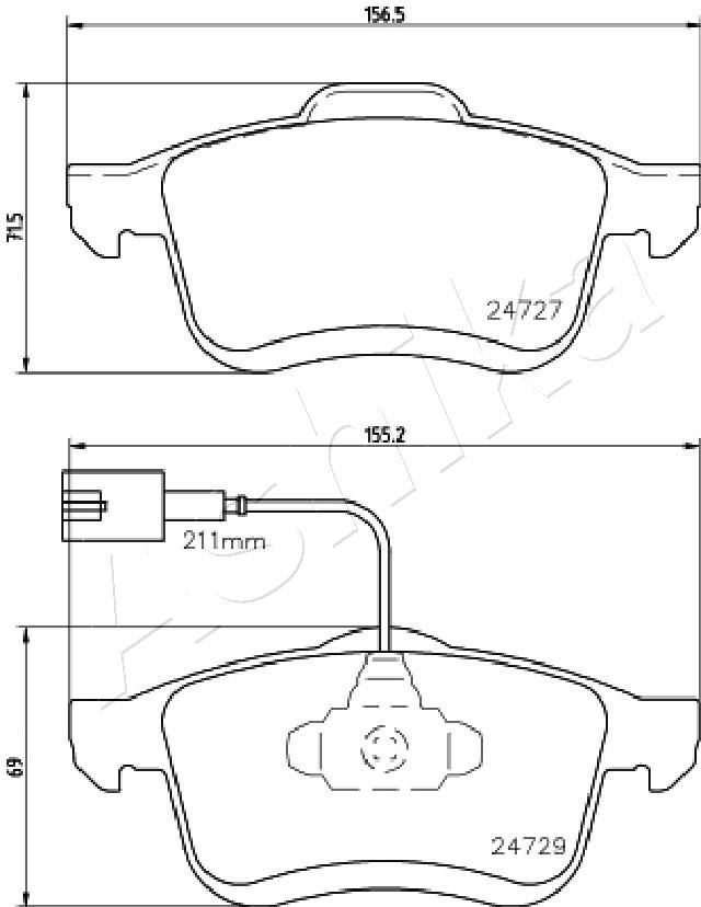 Stabdžių trinkelių rinkinys, diskinis stabdys ASHIKA 50-00-0221