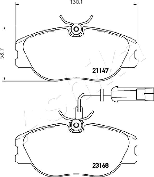 Stabdžių trinkelių rinkinys, diskinis stabdys ASHIKA 50-00-0242