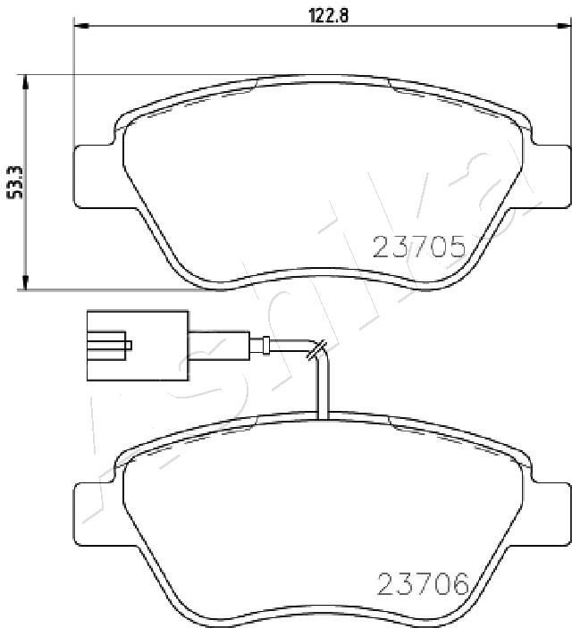 Stabdžių trinkelių rinkinys, diskinis stabdys ASHIKA 50-00-0624