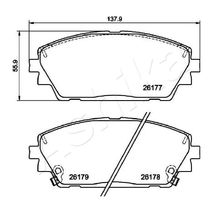 Stabdžių trinkelių rinkinys, diskinis stabdys ASHIKA 50-03-3002