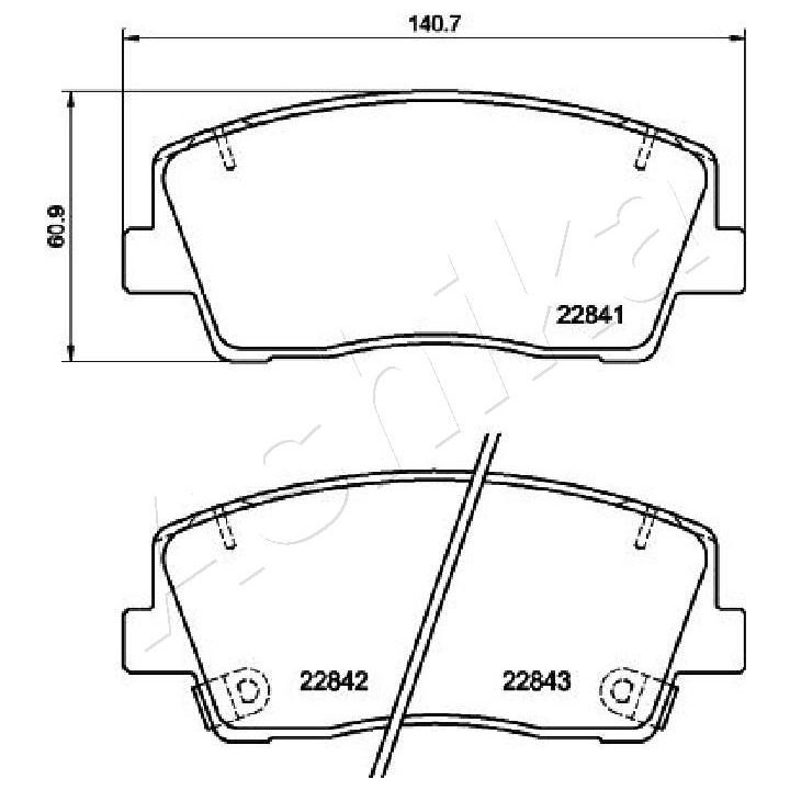 Stabdžių trinkelių rinkinys, diskinis stabdys ASHIKA 50-0K-K35