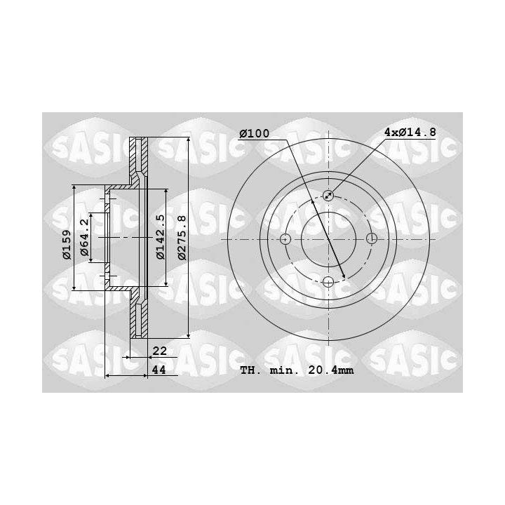 Stabdžių diskas SASIC 9004806J