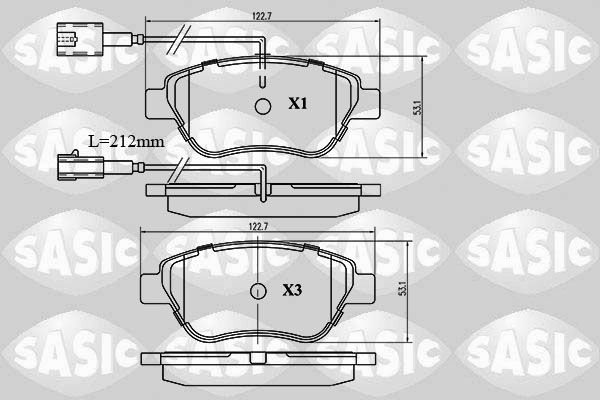 Stabdžių trinkelių rinkinys, diskinis stabdys SASIC 6210015