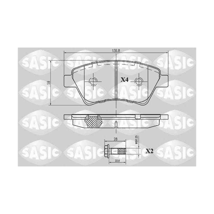 Stabdžių trinkelių rinkinys, diskinis stabdys SASIC 6214006