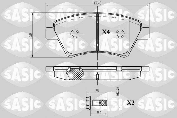 Stabdžių trinkelių rinkinys, diskinis stabdys SASIC 6214006