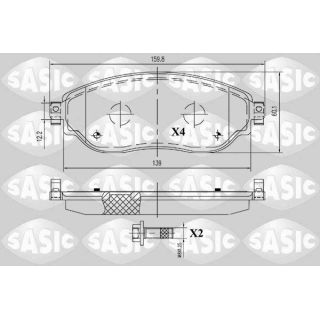 Stabdžių trinkelių rinkinys, diskinis stabdys SASIC 6214038