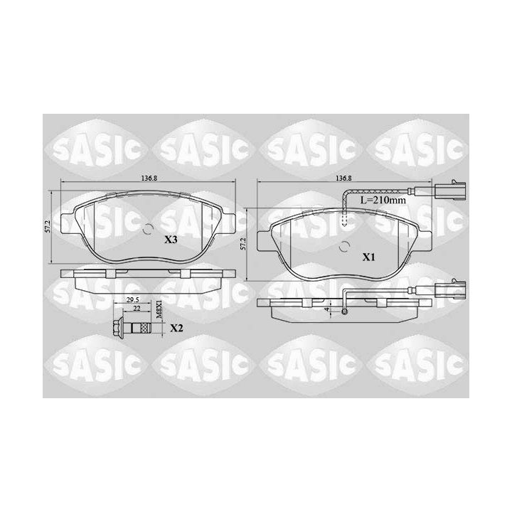 Stabdžių trinkelių rinkinys, diskinis stabdys SASIC 6216030