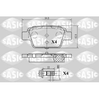 Stabdžių trinkelių rinkinys, diskinis stabdys SASIC 6216065