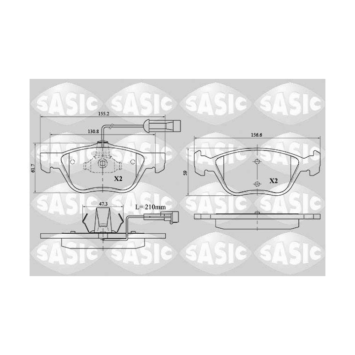 Stabdžių trinkelių rinkinys, diskinis stabdys SASIC 6216072