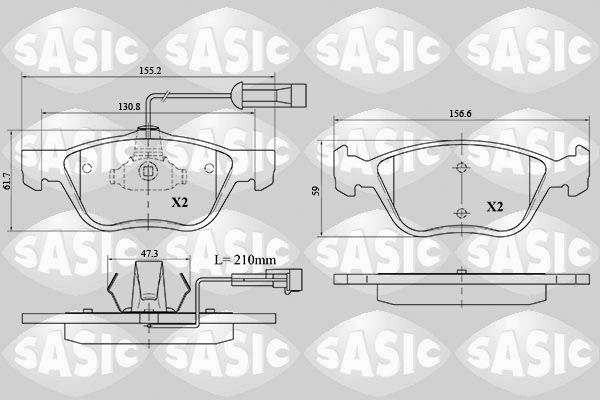 Stabdžių trinkelių rinkinys, diskinis stabdys SASIC 6216072
