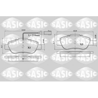 Stabdžių trinkelių rinkinys, diskinis stabdys SASIC 6216085