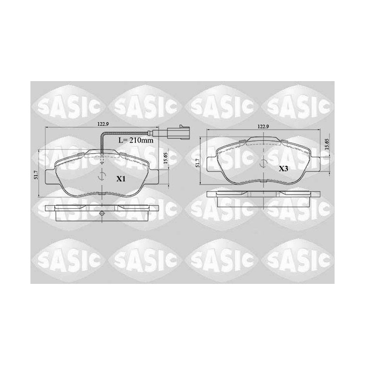 Stabdžių trinkelių rinkinys, diskinis stabdys SASIC 6216085