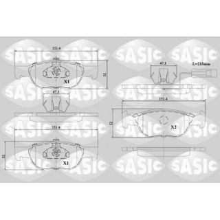 Stabdžių trinkelių rinkinys, diskinis stabdys SASIC 6216134