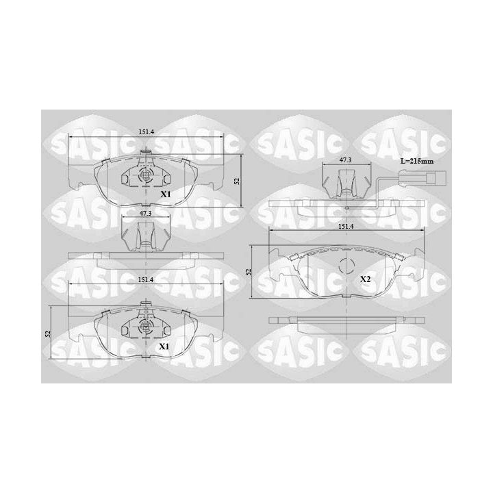 Stabdžių trinkelių rinkinys, diskinis stabdys SASIC 6216134