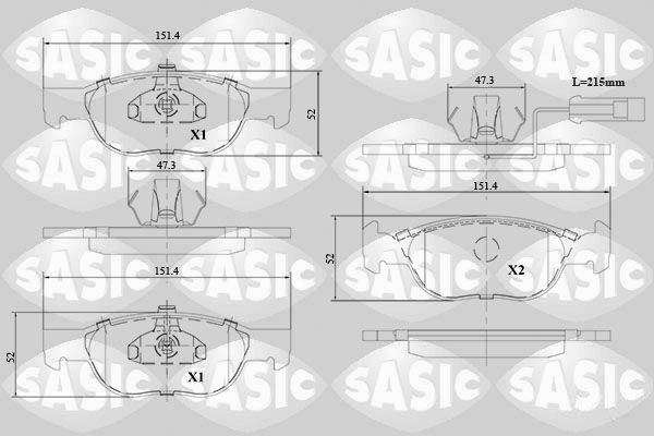 Stabdžių trinkelių rinkinys, diskinis stabdys SASIC 6216134