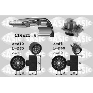 Vandens siurblio ir paskirstymo diržo komplektas SASIC 3900035