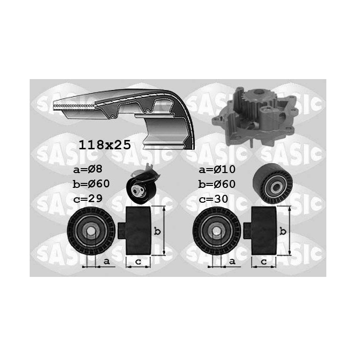 Vandens siurblio ir paskirstymo diržo komplektas SASIC 3900039