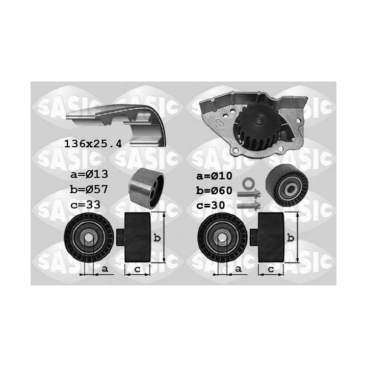 Vandens siurblio ir paskirstymo diržo komplektas SASIC 3900041