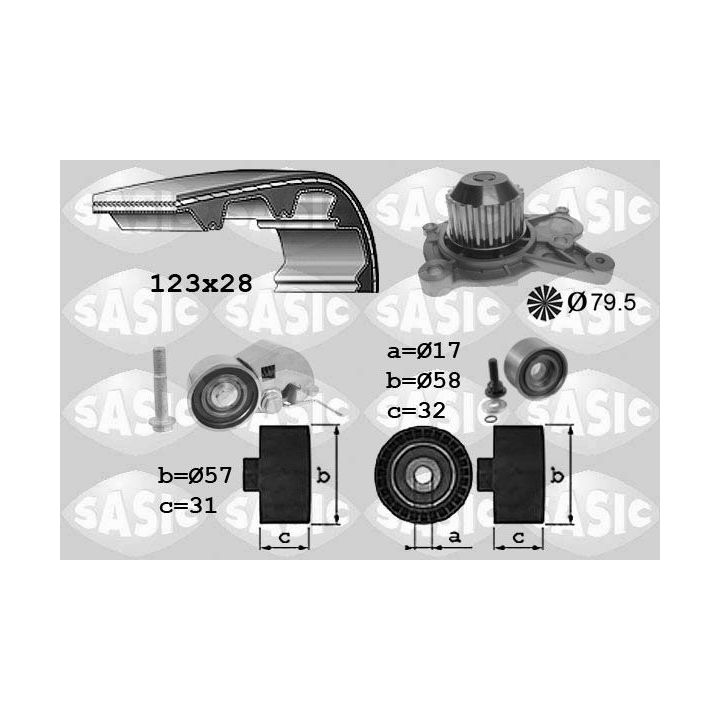 Vandens siurblio ir paskirstymo diržo komplektas SASIC 3906075