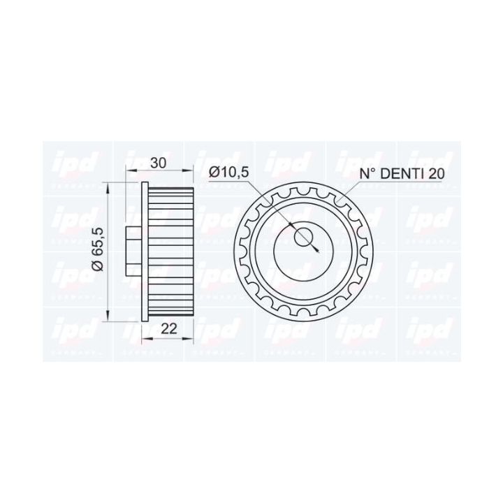 įtempiklio skriemulys, paskirstymo diržas IPD 14-0125