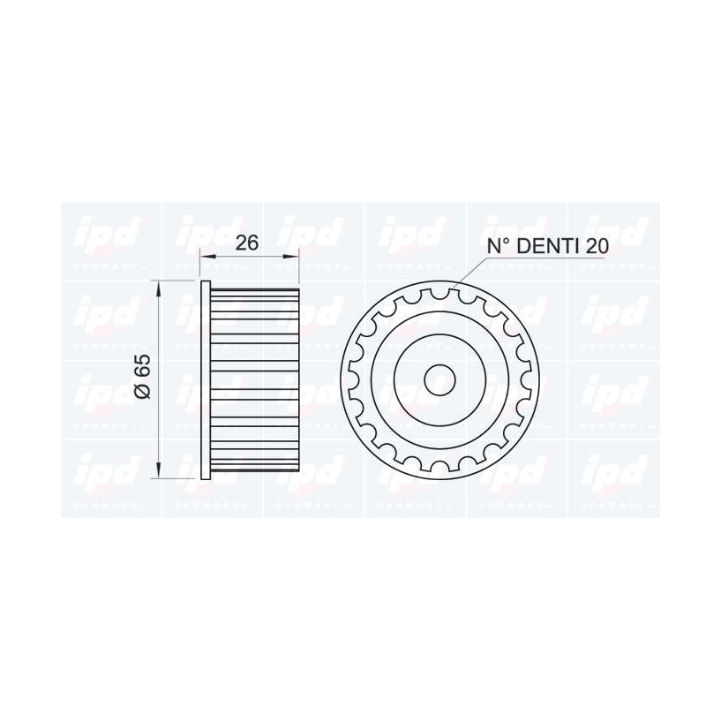 įtempiklio skriemulys, paskirstymo diržas IPD 14-0132