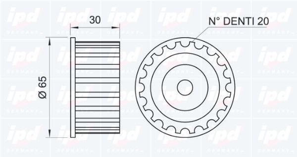 įtempiklio skriemulys, paskirstymo diržas IPD 14-0135