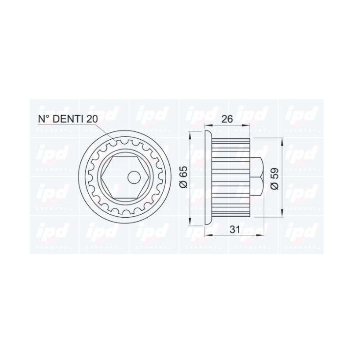 įtempiklio skriemulys, paskirstymo diržas IPD 14-0136