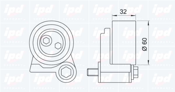 įtempiklio skriemulys, paskirstymo diržas IPD 14-0155