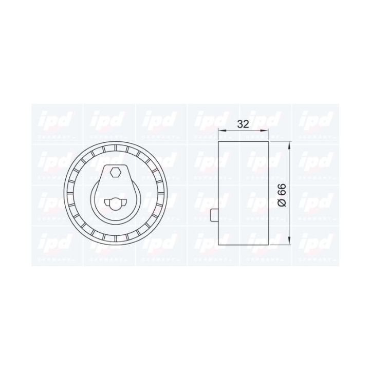 įtempiklio skriemulys, paskirstymo diržas IPD 14-0166