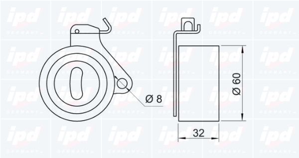 įtempiklio skriemulys, paskirstymo diržas IPD 14-0186