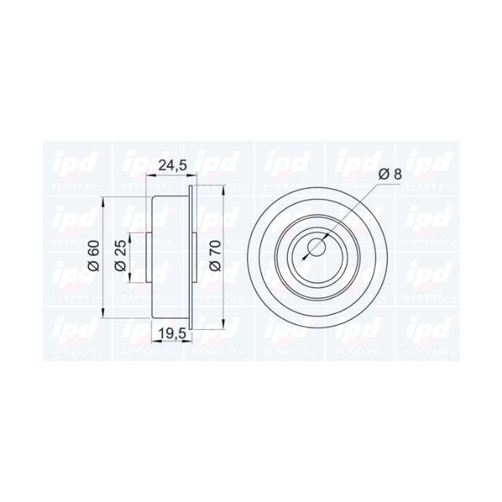 įtempiklio skriemulys, paskirstymo diržas IPD 14-0187