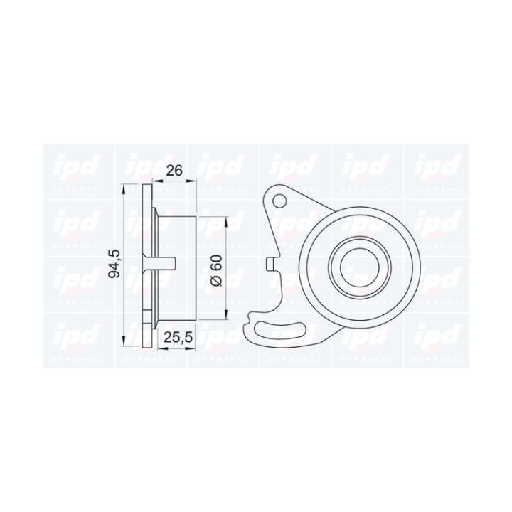 įtempiklio skriemulys, paskirstymo diržas IPD 14-0191
