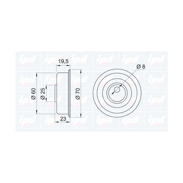 įtempiklio skriemulys, paskirstymo diržas IPD 14-0197