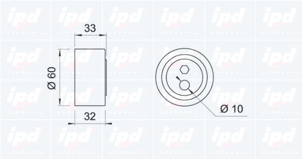 įtempiklio skriemulys, paskirstymo diržas IPD 14-0201