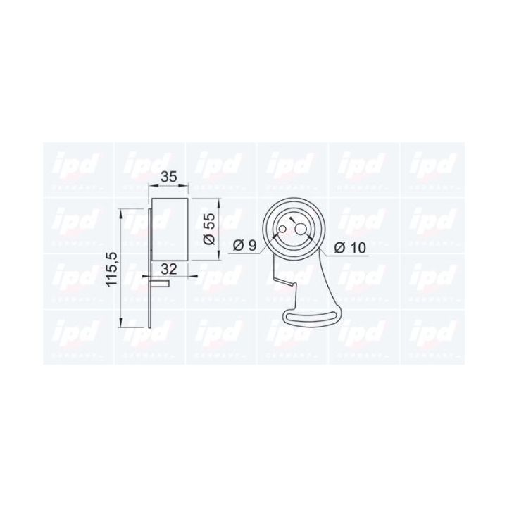 įtempiklio skriemulys, paskirstymo diržas IPD 14-0204